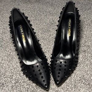 Fashion Nova Black Spiked Heels
